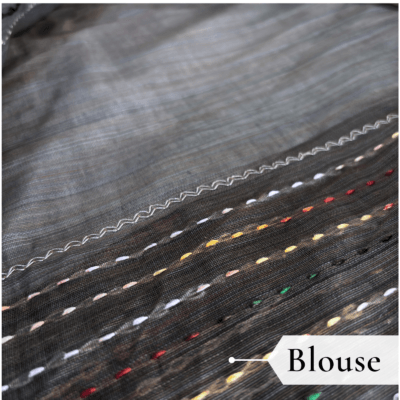 Khadi Embroidered Saree Grey — view 5 | TARINÉ