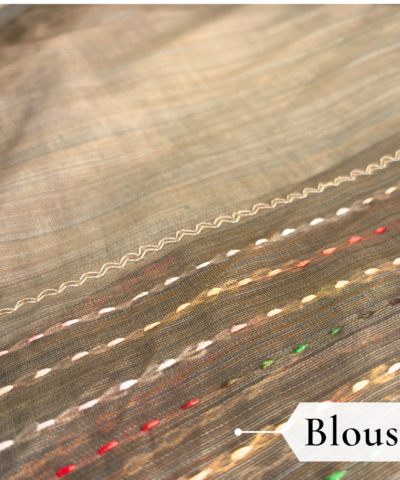 Khadi Embroidered Saree Brown — view 5 | TARINÉ