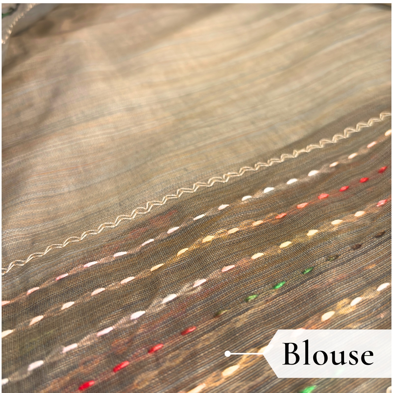 Khadi Embroidered Saree Brown — view 5 | TARINÉ