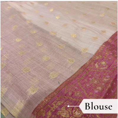 Cotton Kasuti Woven Saree — Baby Pink — texture close-up