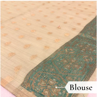 Cotton Kasuti Woven Saree — Lime Green — texture close-up