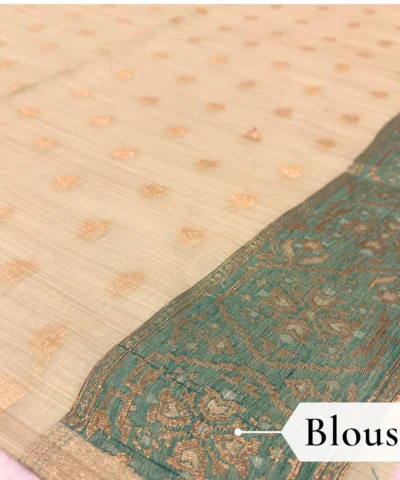 Cotton Kasuti Woven Saree — Lime Green — texture close-up