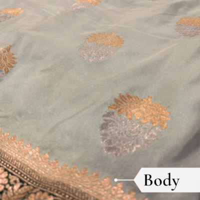 Katan Silk Woven Saree Ice Blue — view 3 | TARINÉ