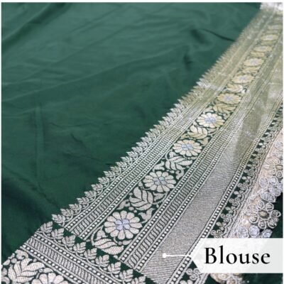 Katan Silk Woven Saree Lime Green — view 6 | TARINÉ