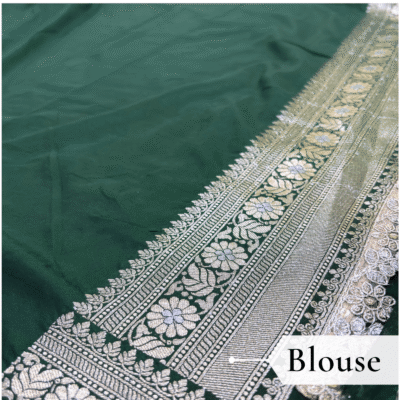 Katan Silk Woven Saree Lime Green — view 6 | TARINÉ