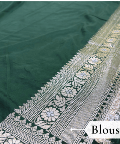 Katan Silk Woven Saree Lime Green — view 6 | TARINÉ