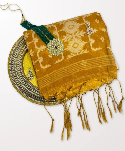 Tissue Cotton Jamdani Saree — Golden