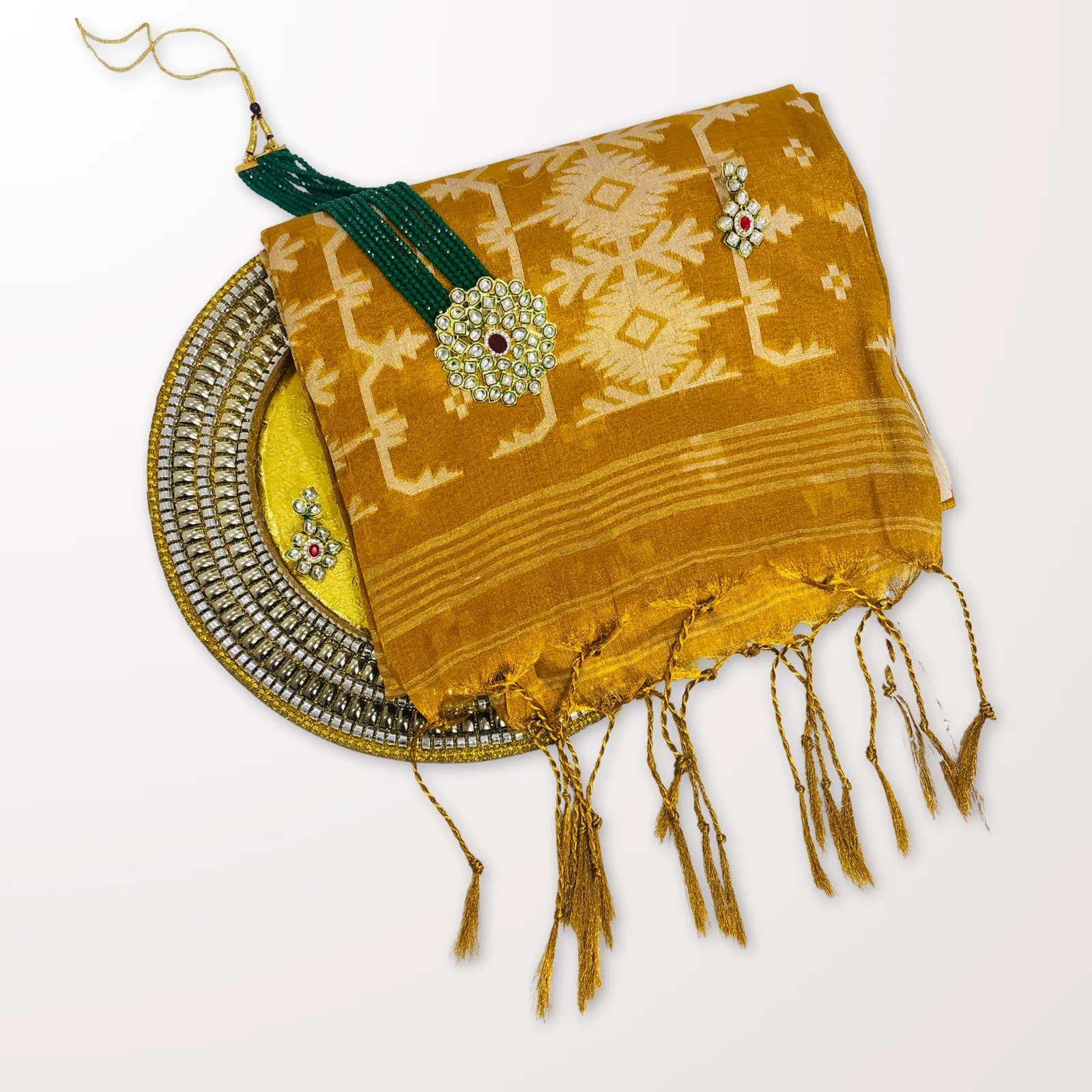 Tissue Cotton Jamdani Saree — Golden