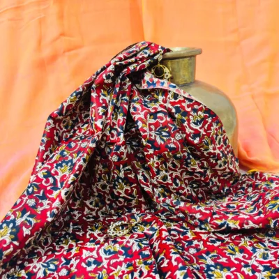 Handloom Plain Mulmul Saree — Orange — detail view