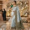 Katan Silk Woven Saree Ice Blue — view 2 | TARINÉ