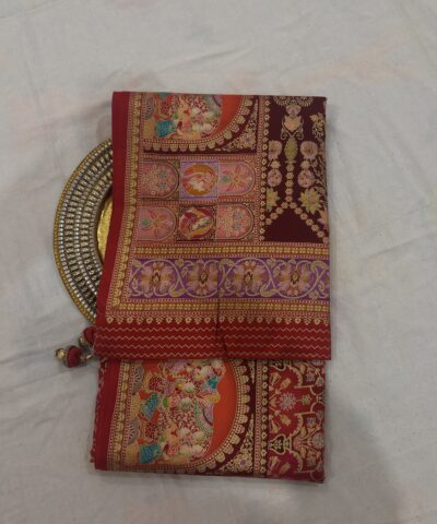 Viscose Banna-Banni Print Saree — Orange & Red