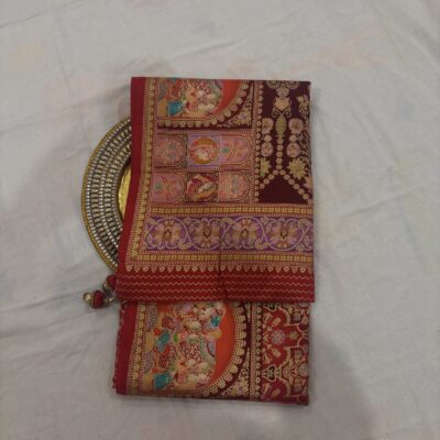 Viscose Banna-Banni Print Saree — Orange & Red