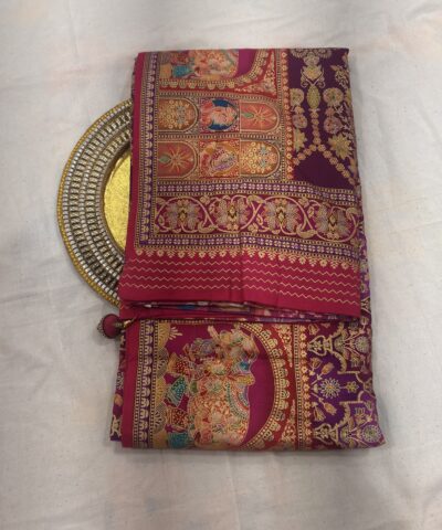 Viscose Banna-Banni Print Saree — Magenta & Purple