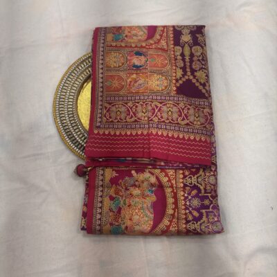 Viscose Banna-Banni Print Saree — Magenta & Purple
