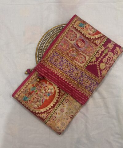 Viscose Banna-Banni Print Saree — Peach & Cream