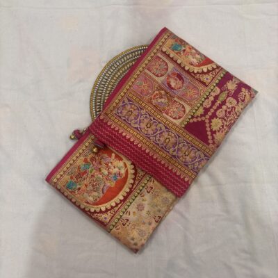 Viscose Banna-Banni Print Saree — Peach & Cream