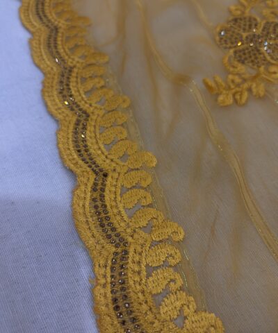 Viscose Chiffon Embroidered Saree — Mustard — blouse piece detail