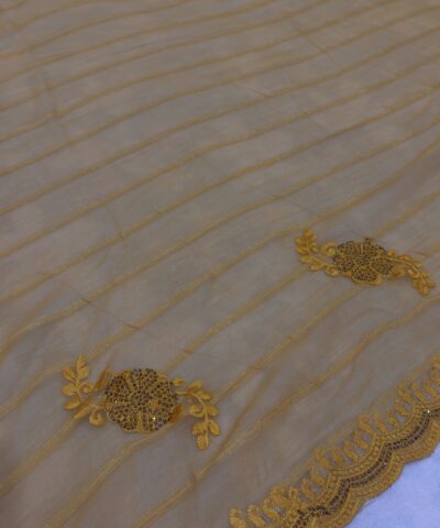 Viscose Chiffon Embroidered Saree — Mustard — drape view