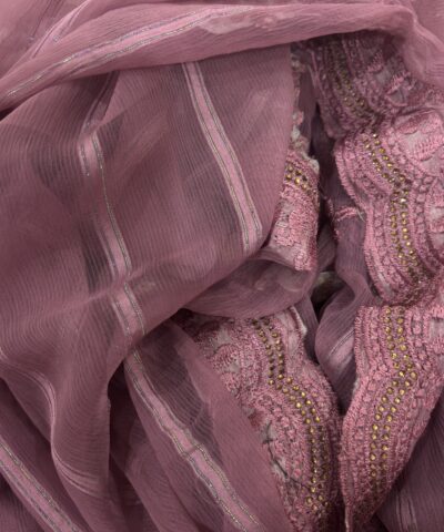 Viscose Chiffon Embroidered Saree — Magenta — blouse piece detail