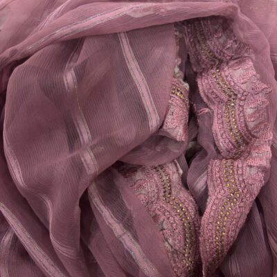 Viscose Chiffon Embroidered Saree — Magenta — blouse piece detail