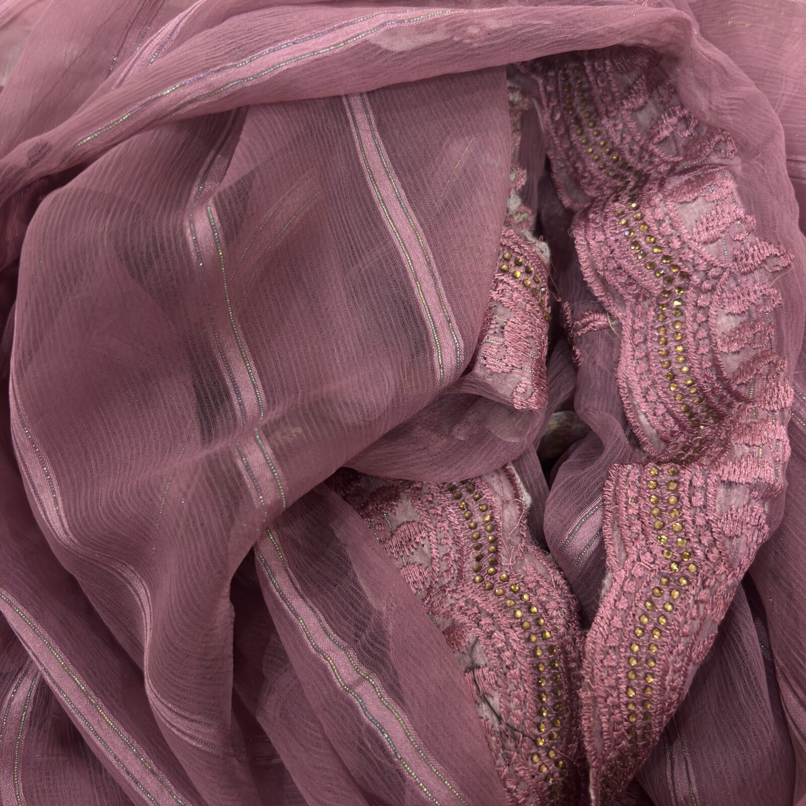 Viscose Chiffon Embroidered Saree — Magenta — blouse piece detail