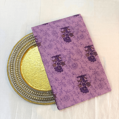 Kota Doria Floral Print Saree — Purple — Rozana — draped, standing
