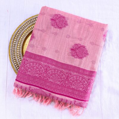 Alternative view of Cotton Bouquet Woven Saree — Pink