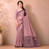 Cotton Kalamkari Woven Saree — Pink — Daftar — flat lay