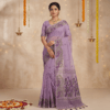 Cotton Mor Woven Saree — Purple — Tyohar — flat lay