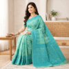 Cotton Bouquet Woven Saree — Mint Green