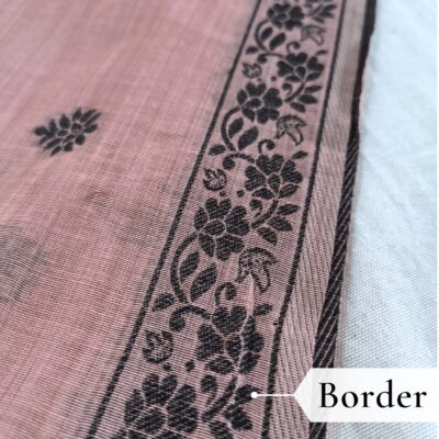 Cotton Kalamkari Woven Saree — Pink — Daftar — fabric close-up