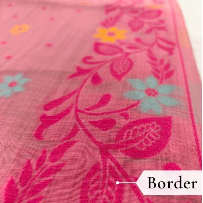 Cotton Jamdani Woven Saree — Baby Pink — Tyohar — fabric close-up