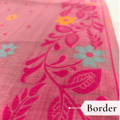 Cotton Jamdani Woven Saree — Baby Pink — Tyohar — fabric close-up