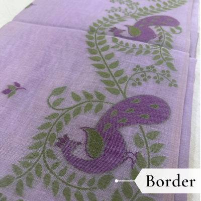Cotton Mor Woven Saree — Purple — Tyohar — fabric close-up