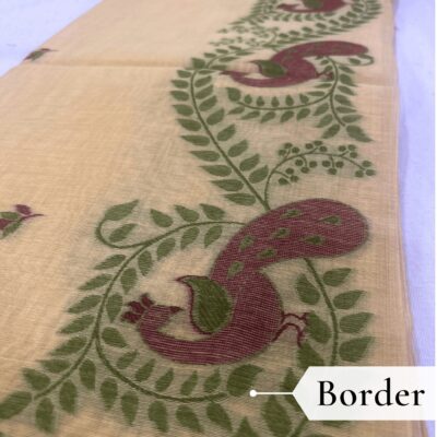 Cotton Mor Woven Saree — Lemon Yellow — Tyohar — fabric close-up