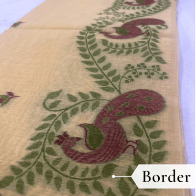 Cotton Mor Woven Saree — Lemon Yellow — Tyohar — fabric close-up