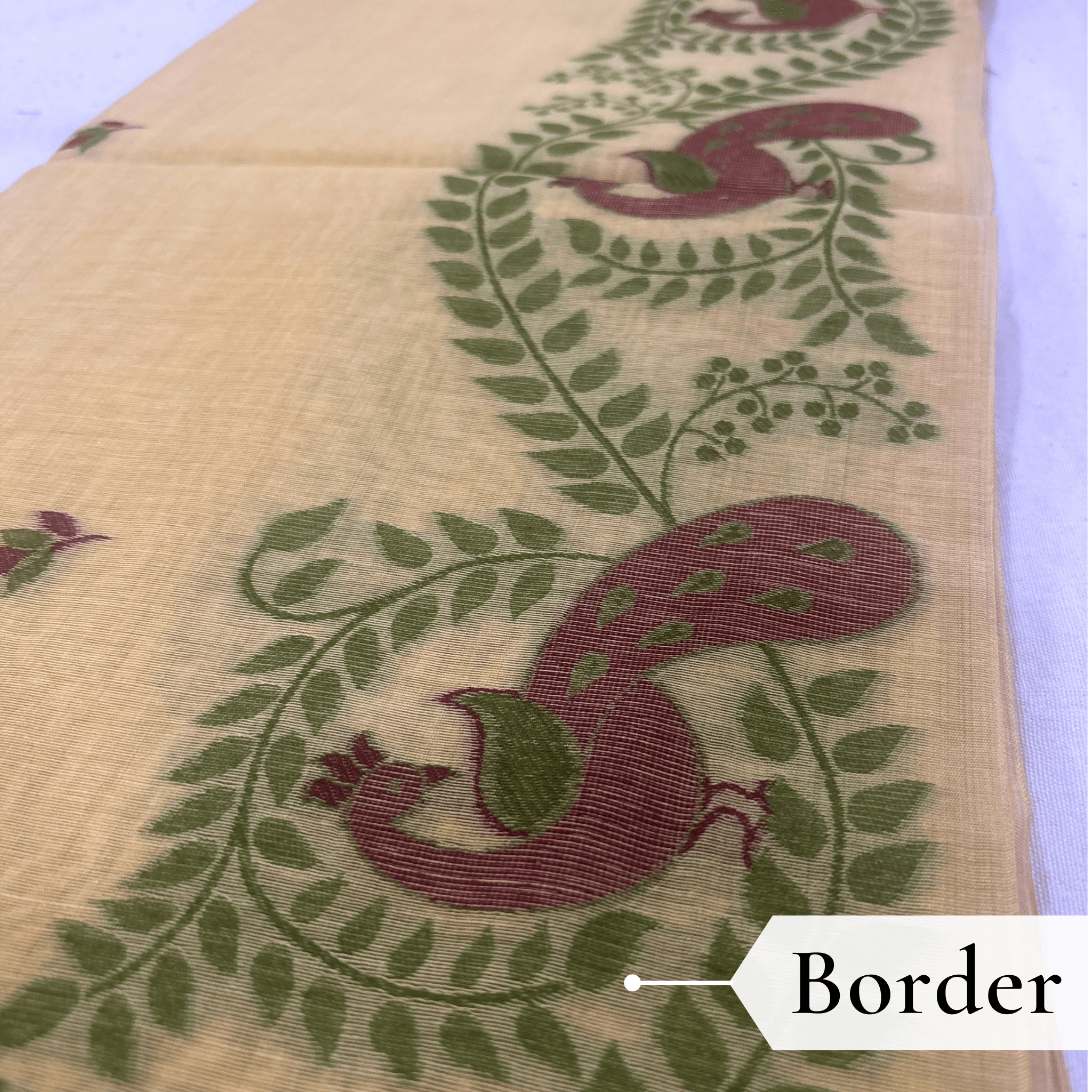 Cotton Mor Woven Saree — Lemon Yellow — Tyohar — fabric close-up