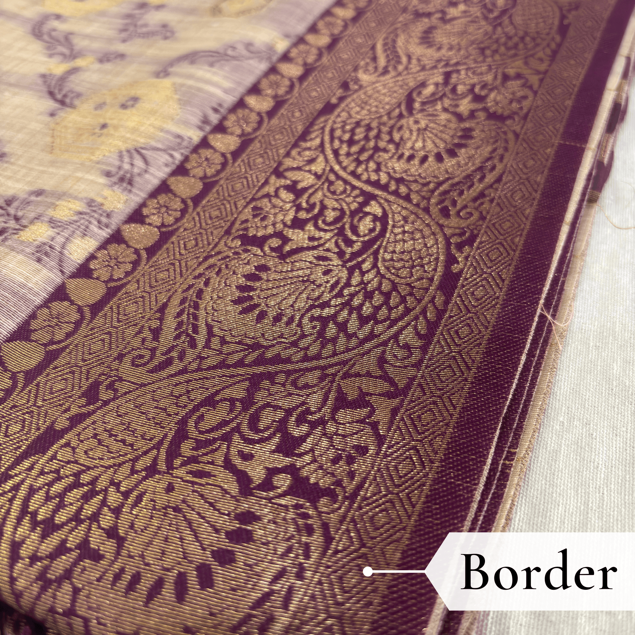 Cotton Geometric Bel Woven Saree — Violet - Image 4