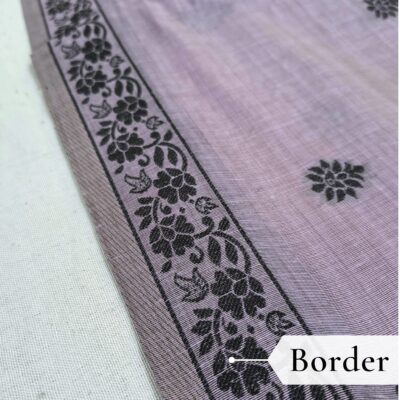 Cotton Kalamkari Woven Saree — Purple — Daftar — fabric close-up