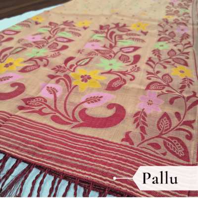 Cotton Jamdani Woven Saree — Peach — Tyohar — border detail