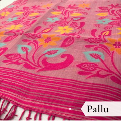 Cotton Jamdani Woven Saree — Baby Pink — Tyohar — border detail