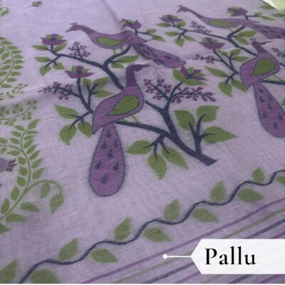 Cotton Mor Woven Saree — Purple — Tyohar — border detail