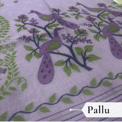 Cotton Mor Woven Saree — Purple — Tyohar — border detail
