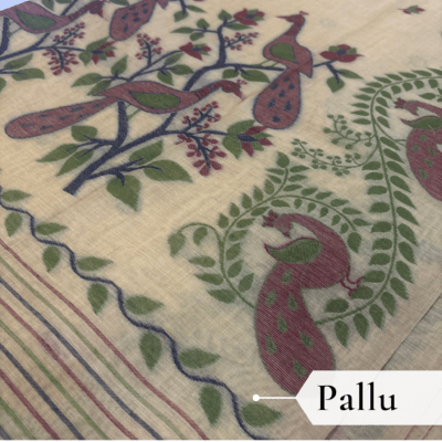 Cotton Mor Woven Saree — Lemon Yellow — Tyohar — border detail