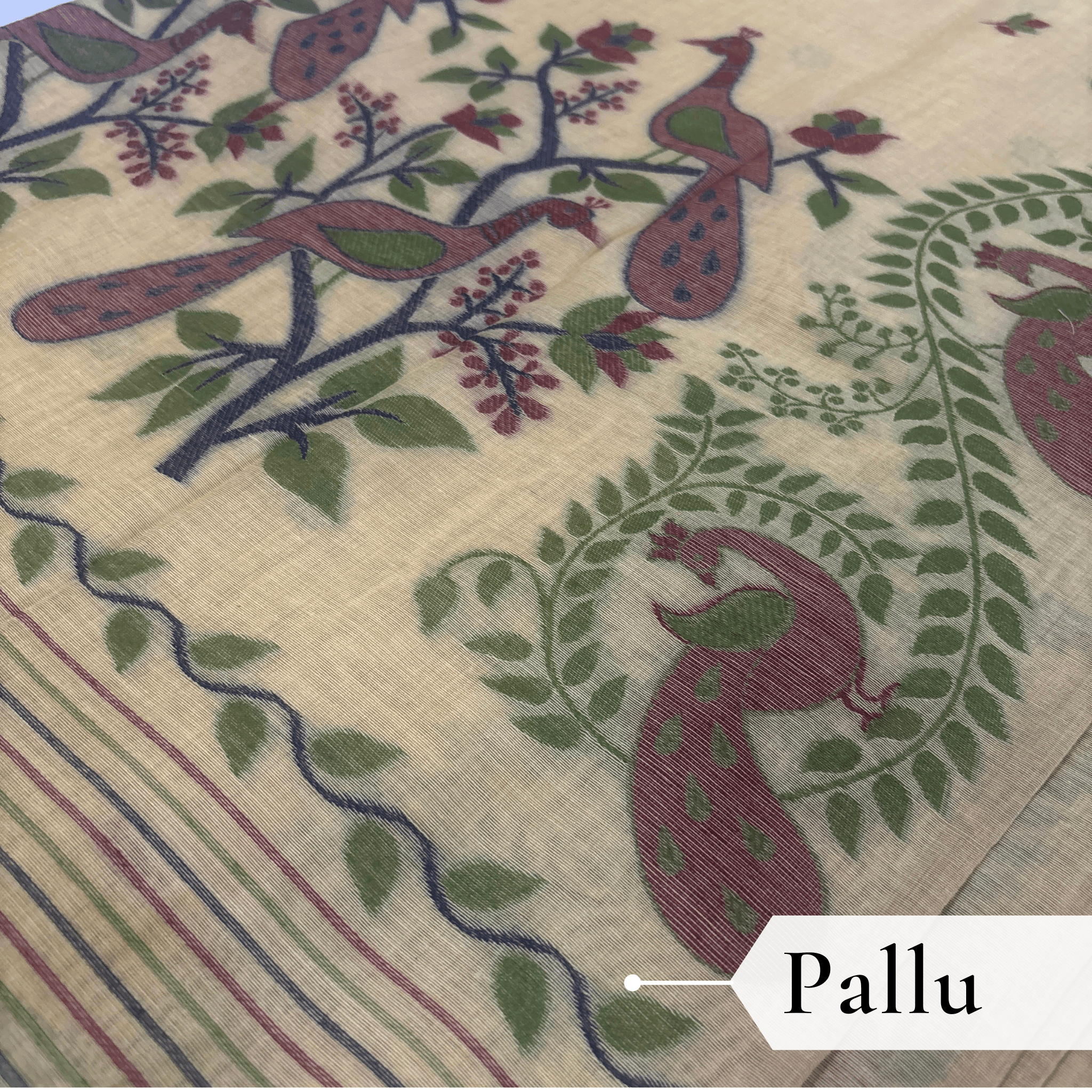 Cotton Mor Woven Saree — Lemon Yellow — Tyohar — border detail