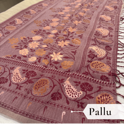Cotton Plain Saree with Woven Border — Maroon — Aarambh — border detail