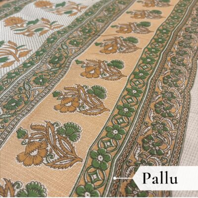 Kota Doria Floral Print Saree — Mustard Yellow — Rozana — border detail