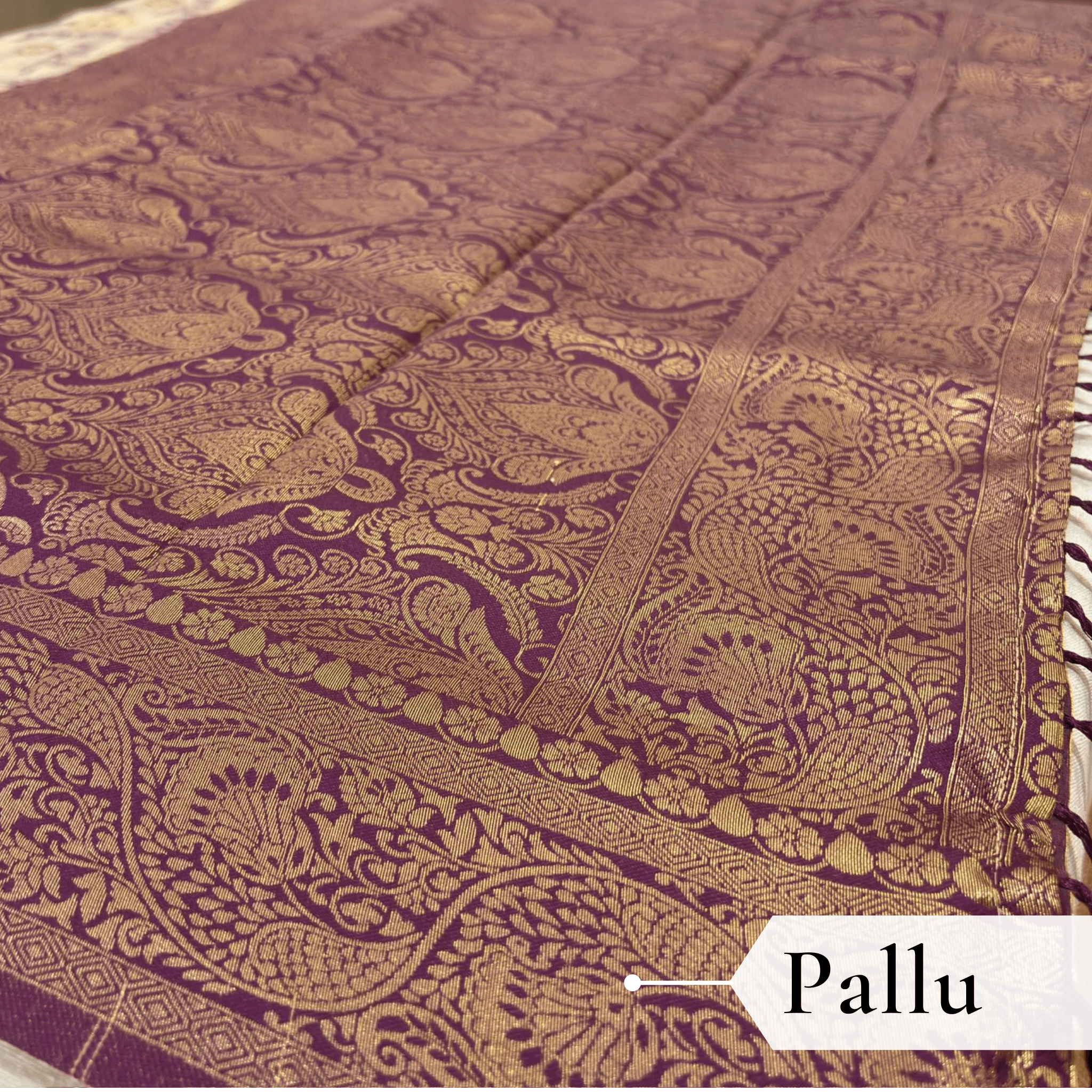 Cotton Geometric Bel Woven Saree — Violet - Image 5