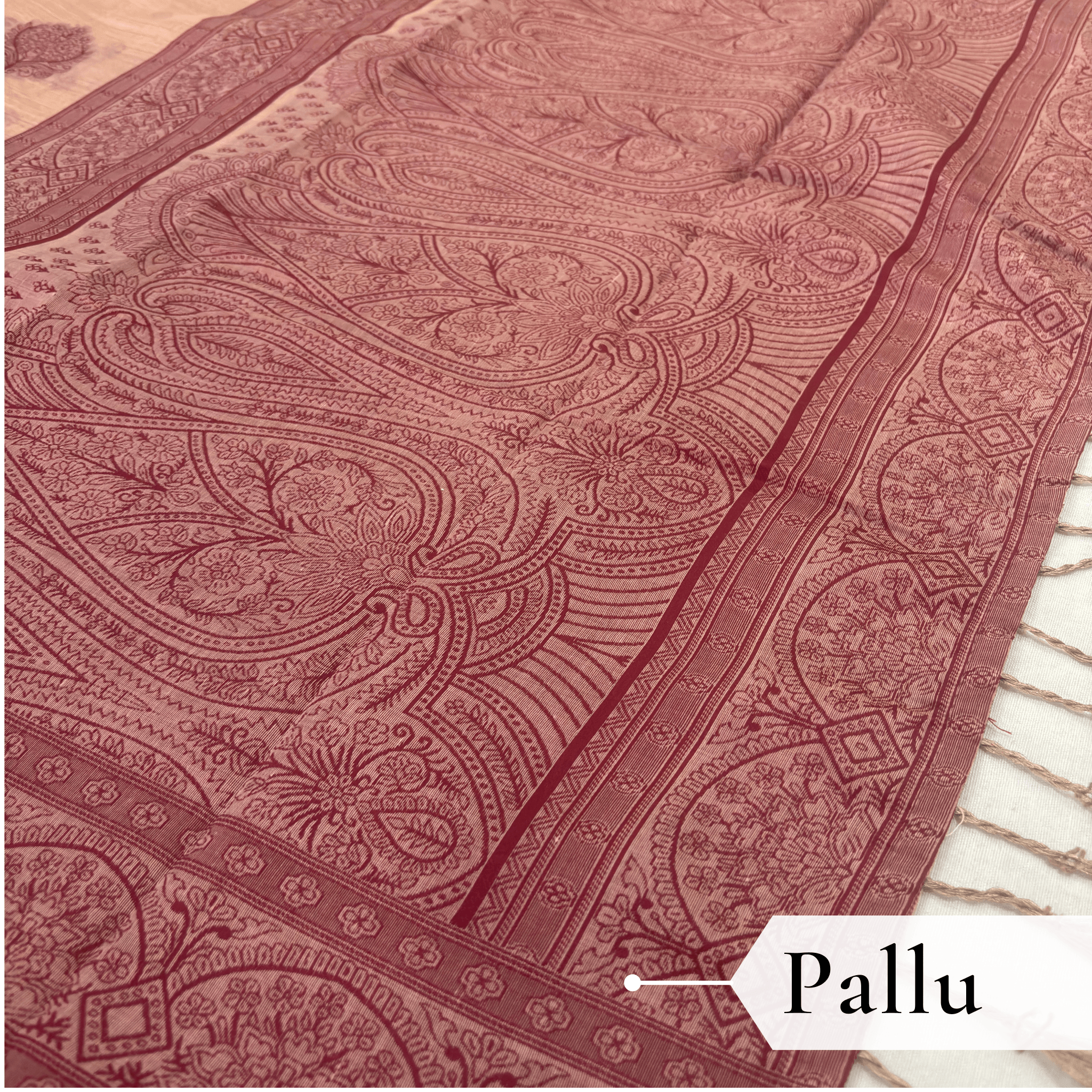 Cotton Bouquet Woven Saree — Peach - Image 5