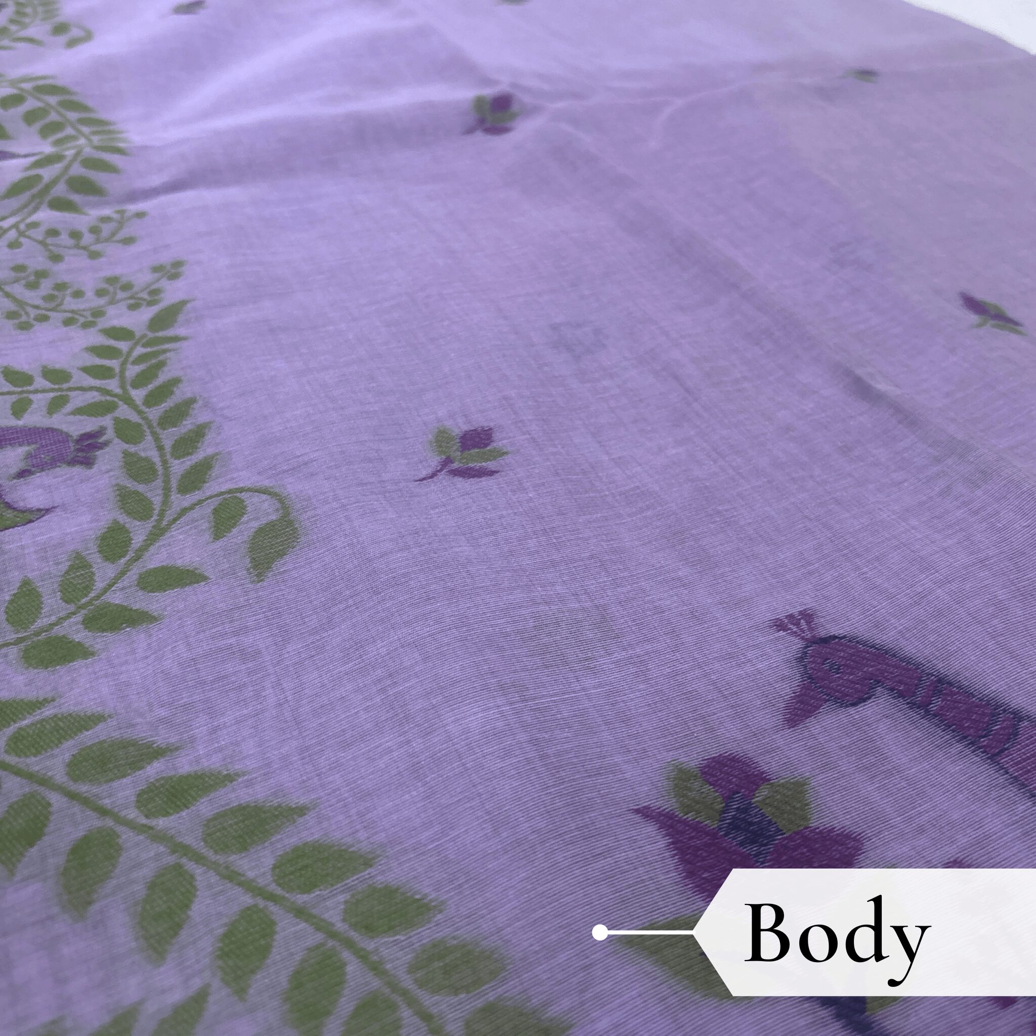 Cotton Mor Woven Saree — Purple — Tyohar — draped, walking